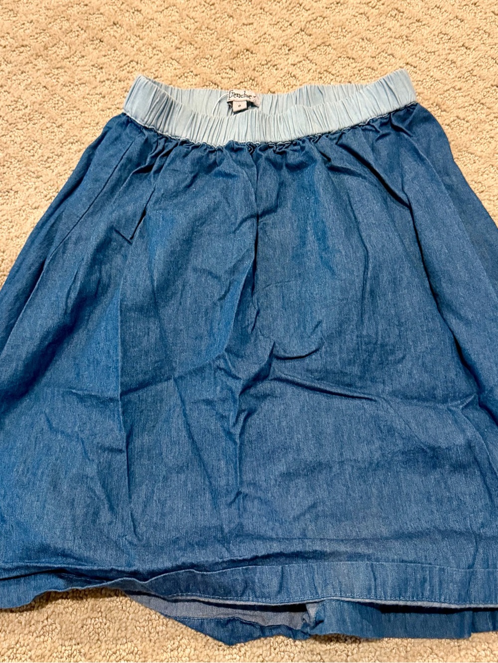 Girls Denim-Look Elastic Waist Skirt in Blue